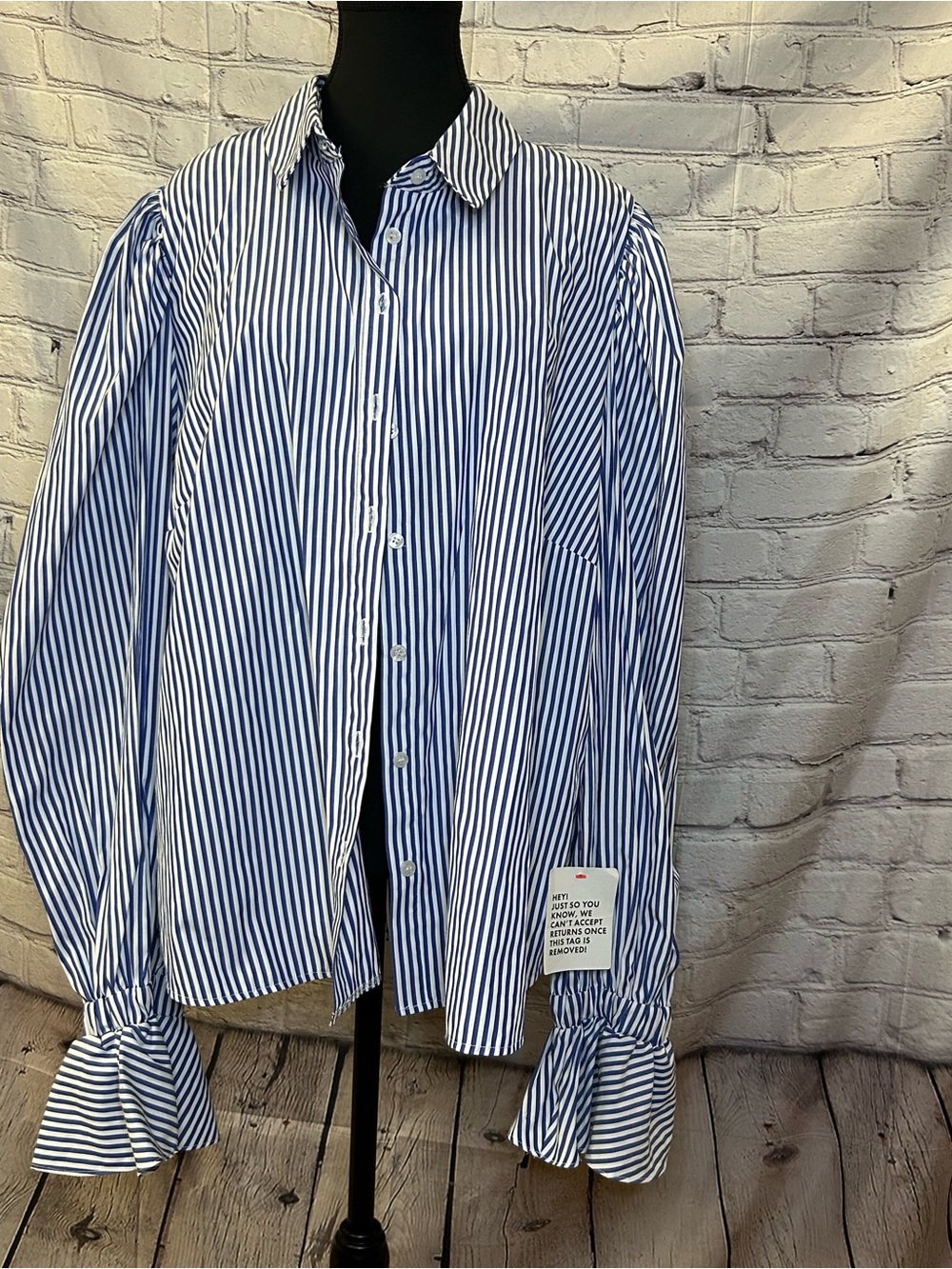 ASOS Blue and White Striped Button-Down Shirt